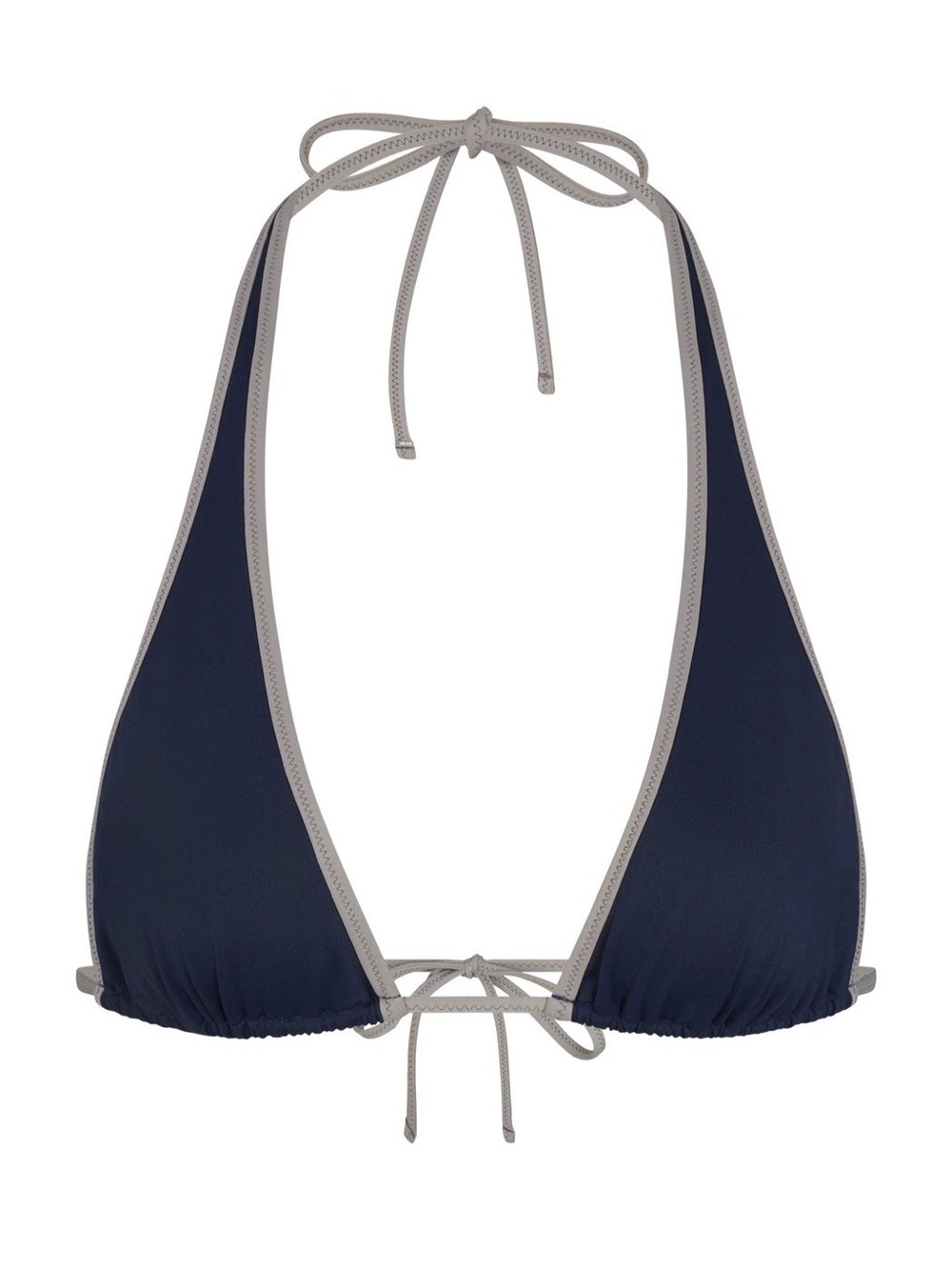 SKIMS Navy Triangle Bikini Top with Contrast Trim